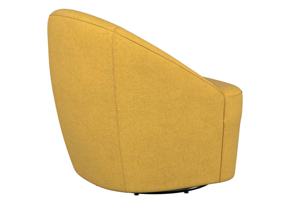 903076 Leon Upholstered Barrel Accent Swivel Chair Mustard Yellow