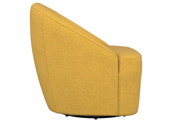 903076 Leon Upholstered Barrel Accent Swivel Chair Mustard Yellow
