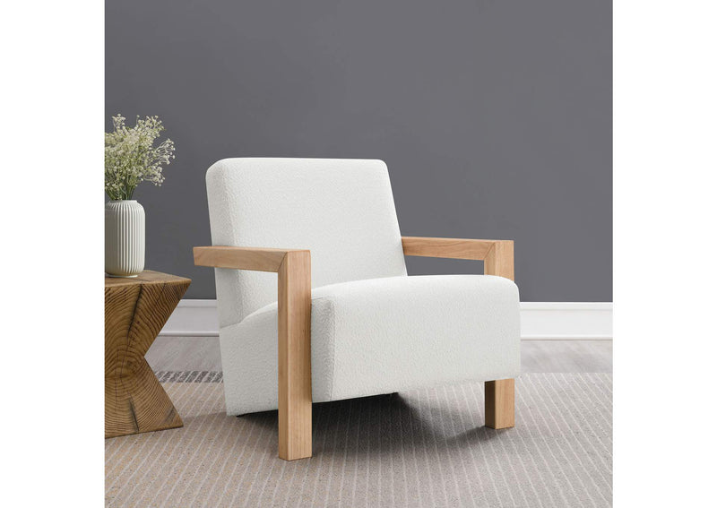 903094 Fitzroy Boucle Upholstered Accent Arm Chair Ivory