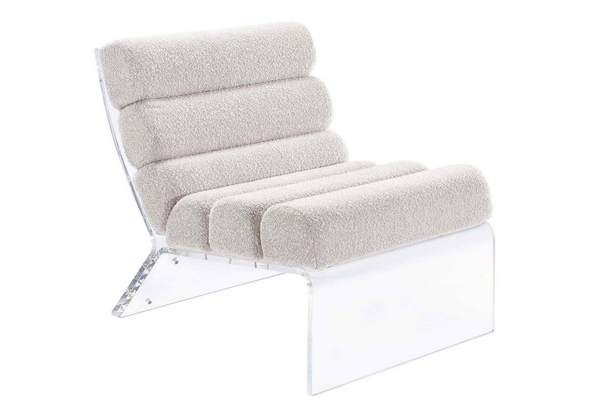 Serreta Boucle Upholstered Armless Acrylic Chair Ivory
