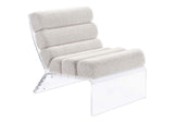 Serreta Boucle Upholstered Armless Acrylic Chair Ivory