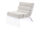 903161 Serreta Boucle Upholstered Armless Acrylic Chair Ivory