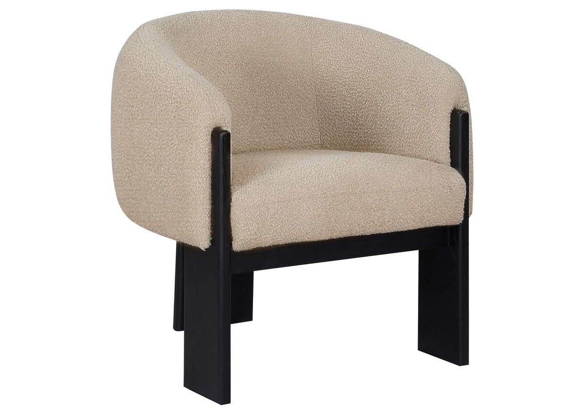 903165 Valdez Boucle Upholstered Barrel Back Accent Chair Beige