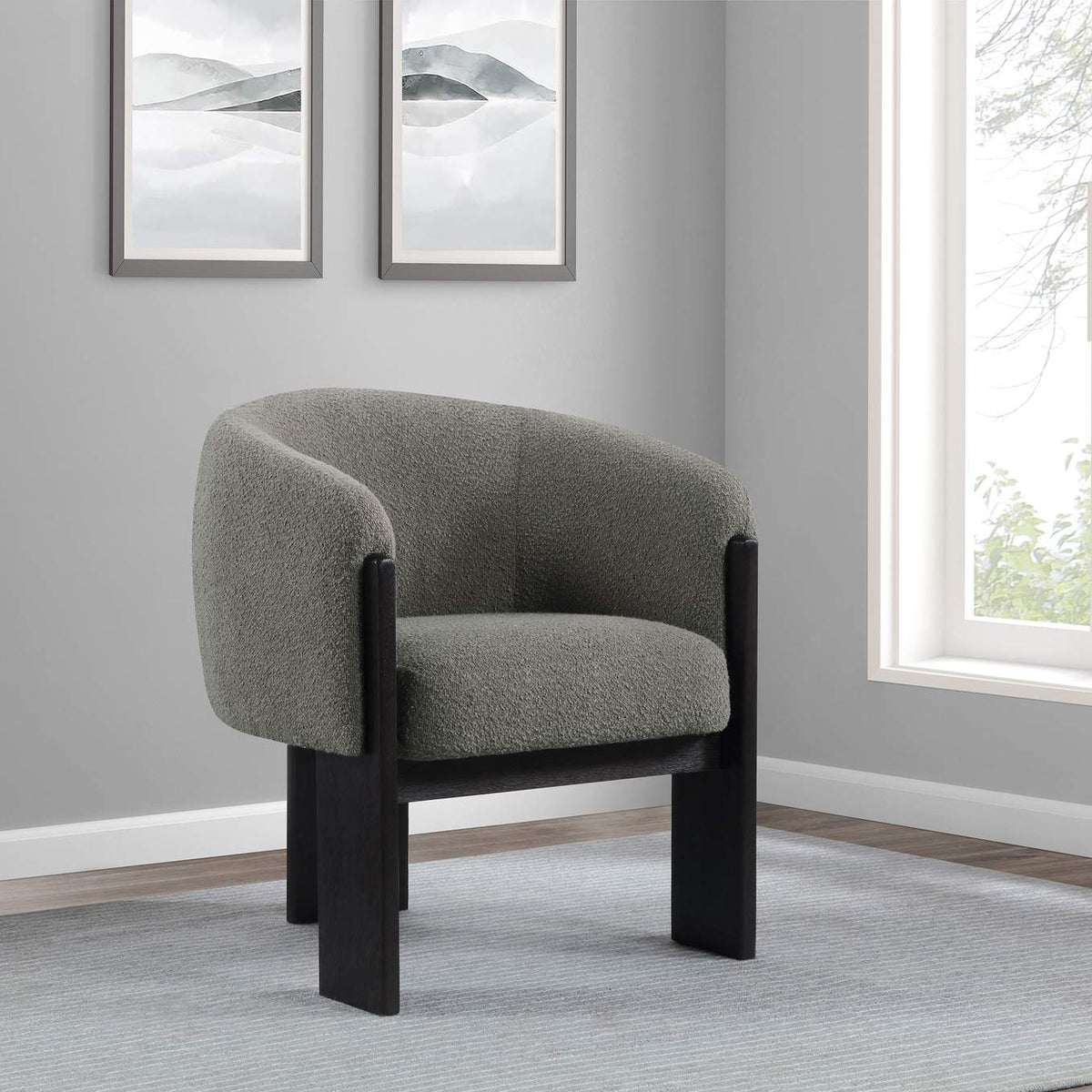 903166 Valdez Boucle Upholstered Barrel Back Accent Chair Brown