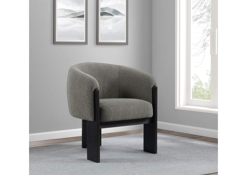 903166 Valdez Boucle Upholstered Barrel Back Accent Chair Brown