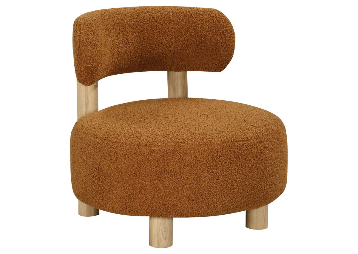 903167 Zonie Boucle Upholstered Barrel Back Accent Chair Orange