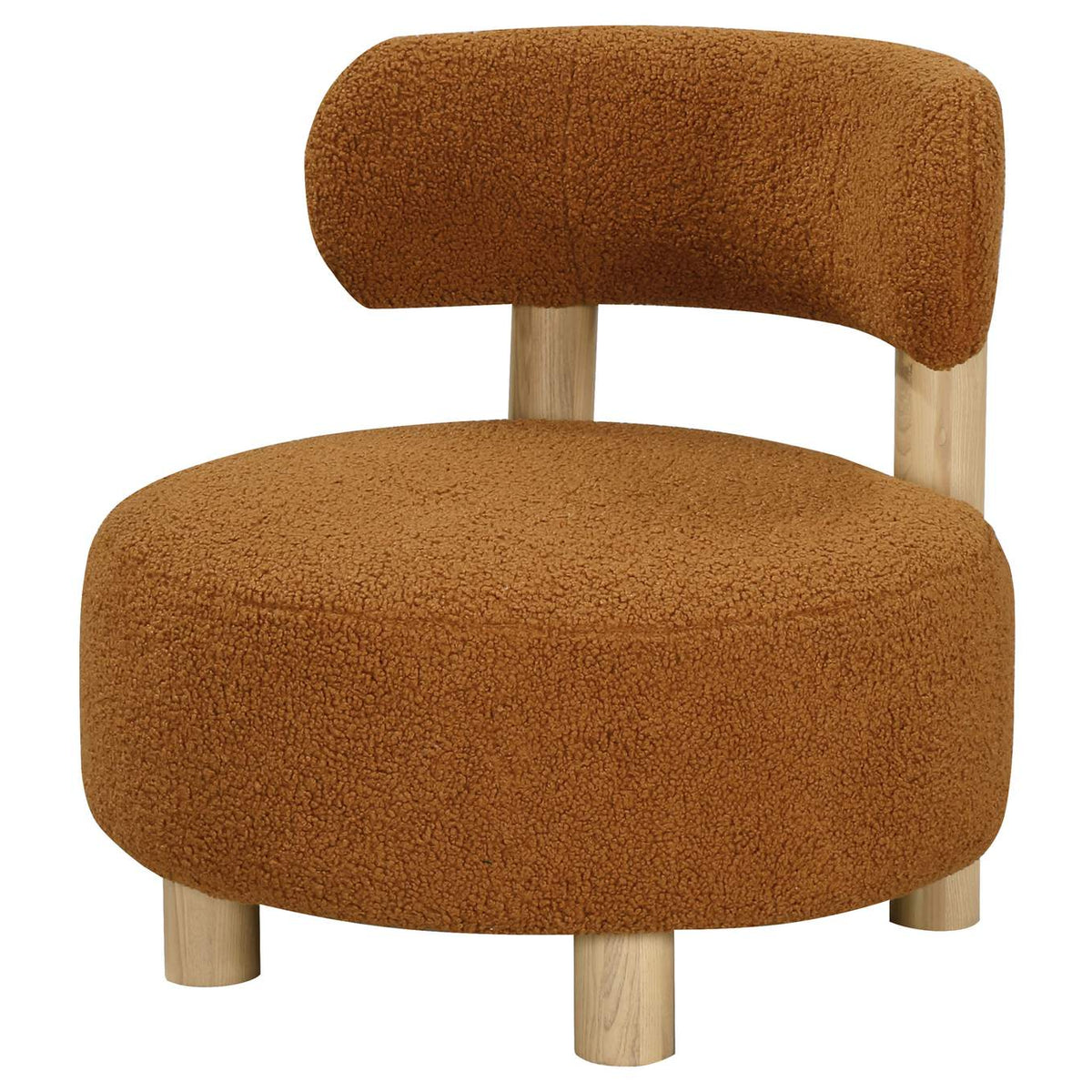 903167 Zonie Boucle Upholstered Barrel Back Accent Chair Orange