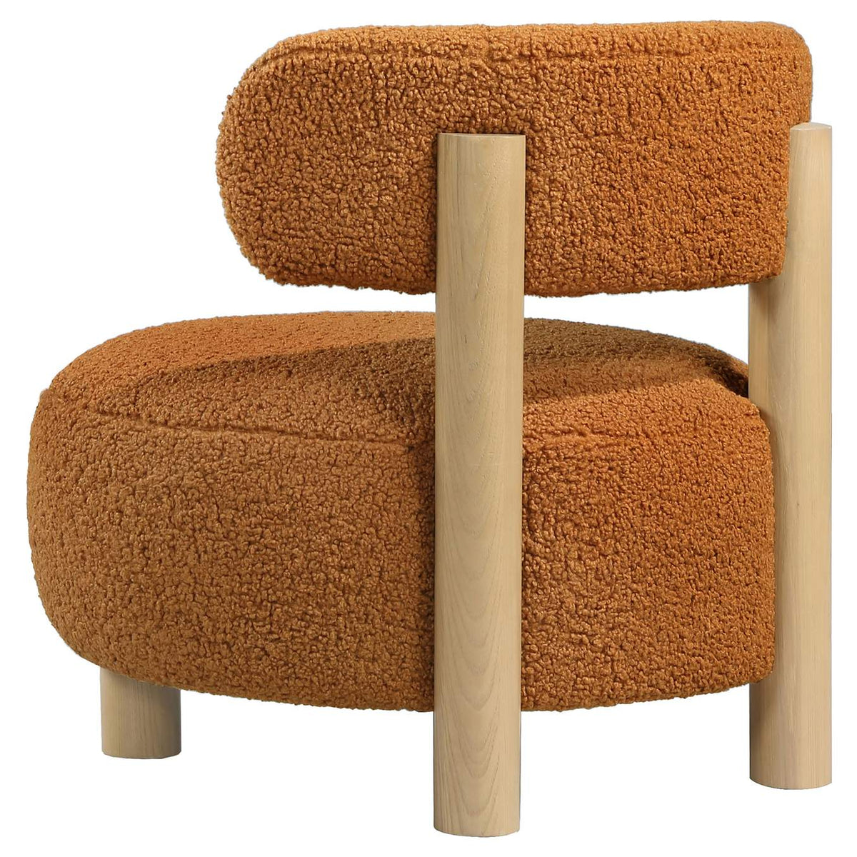 903167 Zonie Boucle Upholstered Barrel Back Accent Chair Orange