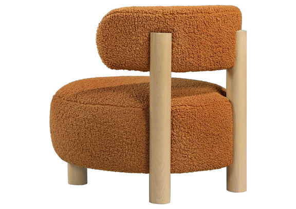 903167 Zonie Boucle Upholstered Barrel Back Accent Chair Orange