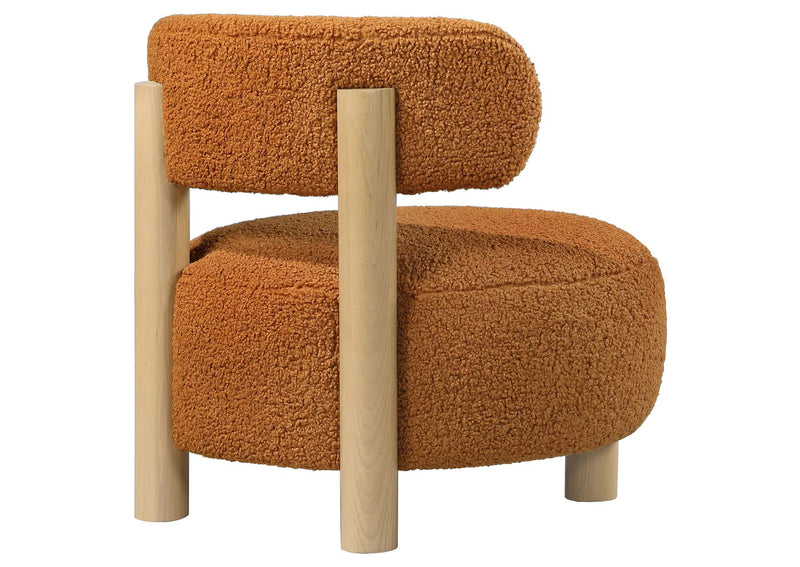 903167 Zonie Boucle Upholstered Barrel Back Accent Chair Orange
