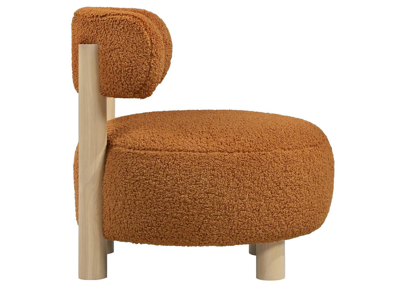 903167 Zonie Boucle Upholstered Barrel Back Accent Chair Orange
