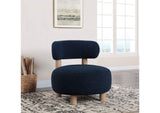 903168 Zonie Boucle Upholstered Barrel Back Accent Chair Blue