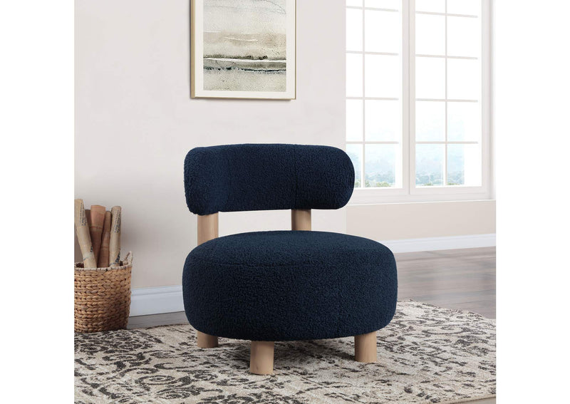 903168 Zonie Boucle Upholstered Barrel Back Accent Chair Blue