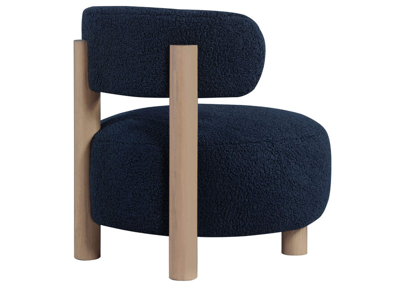 903168 Zonie Boucle Upholstered Barrel Back Accent Chair Blue