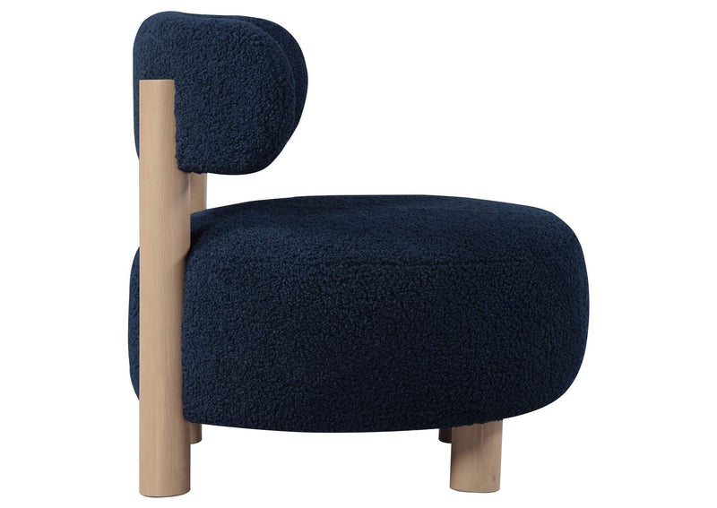 903168 Zonie Boucle Upholstered Barrel Back Accent Chair Blue
