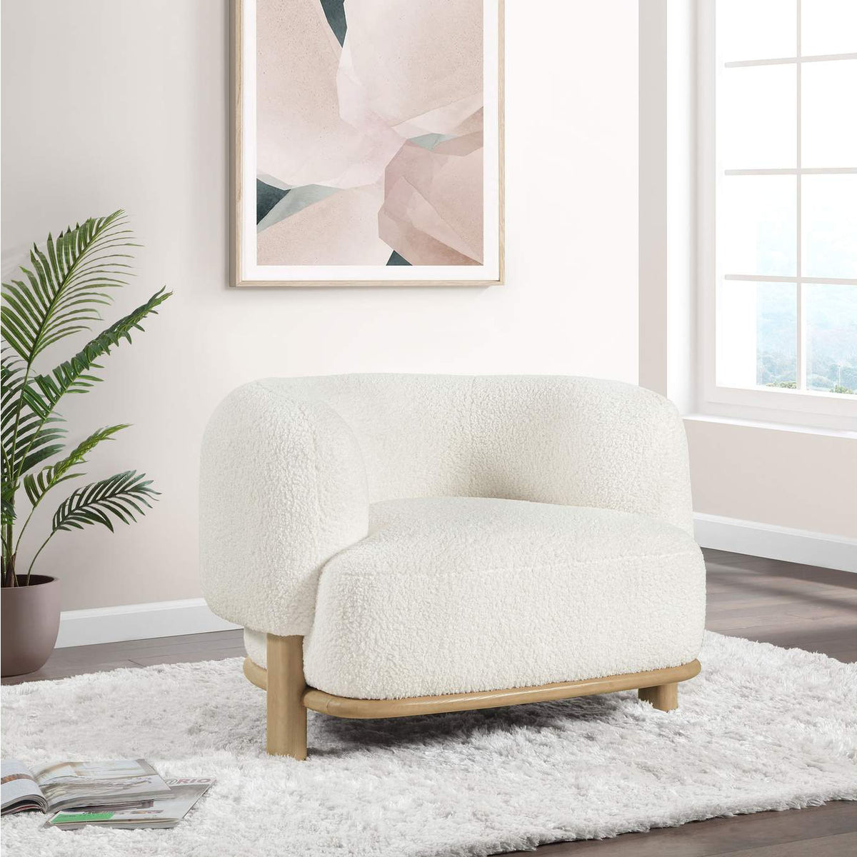 903169 Lawler Upholstered Barrel Back Accent Chair Ivory and Natural