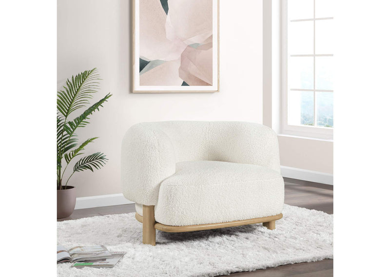 903169 Lawler Upholstered Barrel Back Accent Chair Ivory and Natural