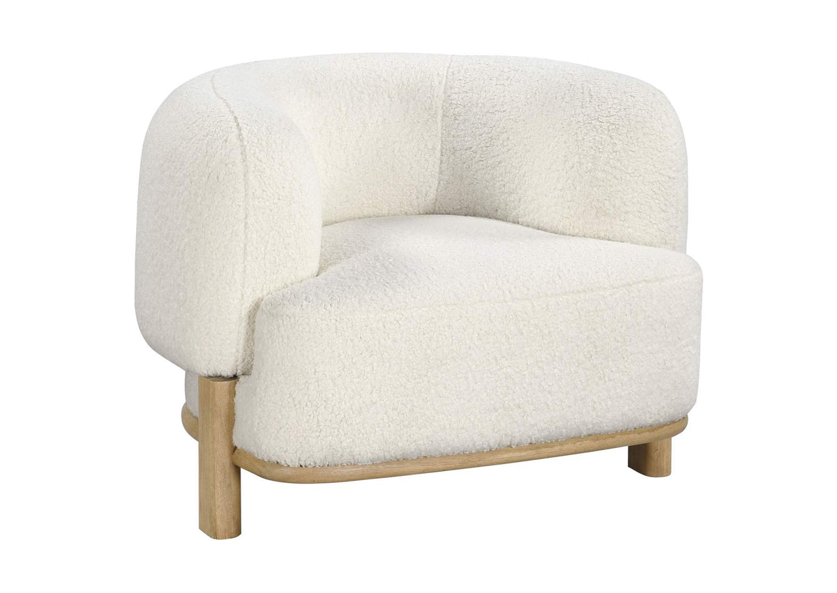 903169 Lawler Upholstered Barrel Back Accent Chair Ivory and Natural