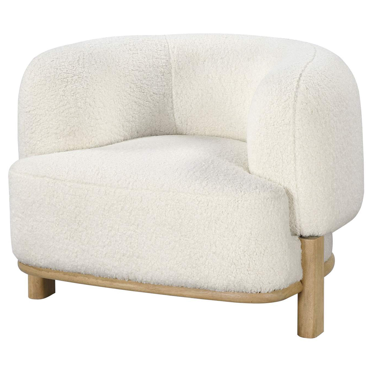 903169 Lawler Upholstered Barrel Back Accent Chair Ivory and Natural