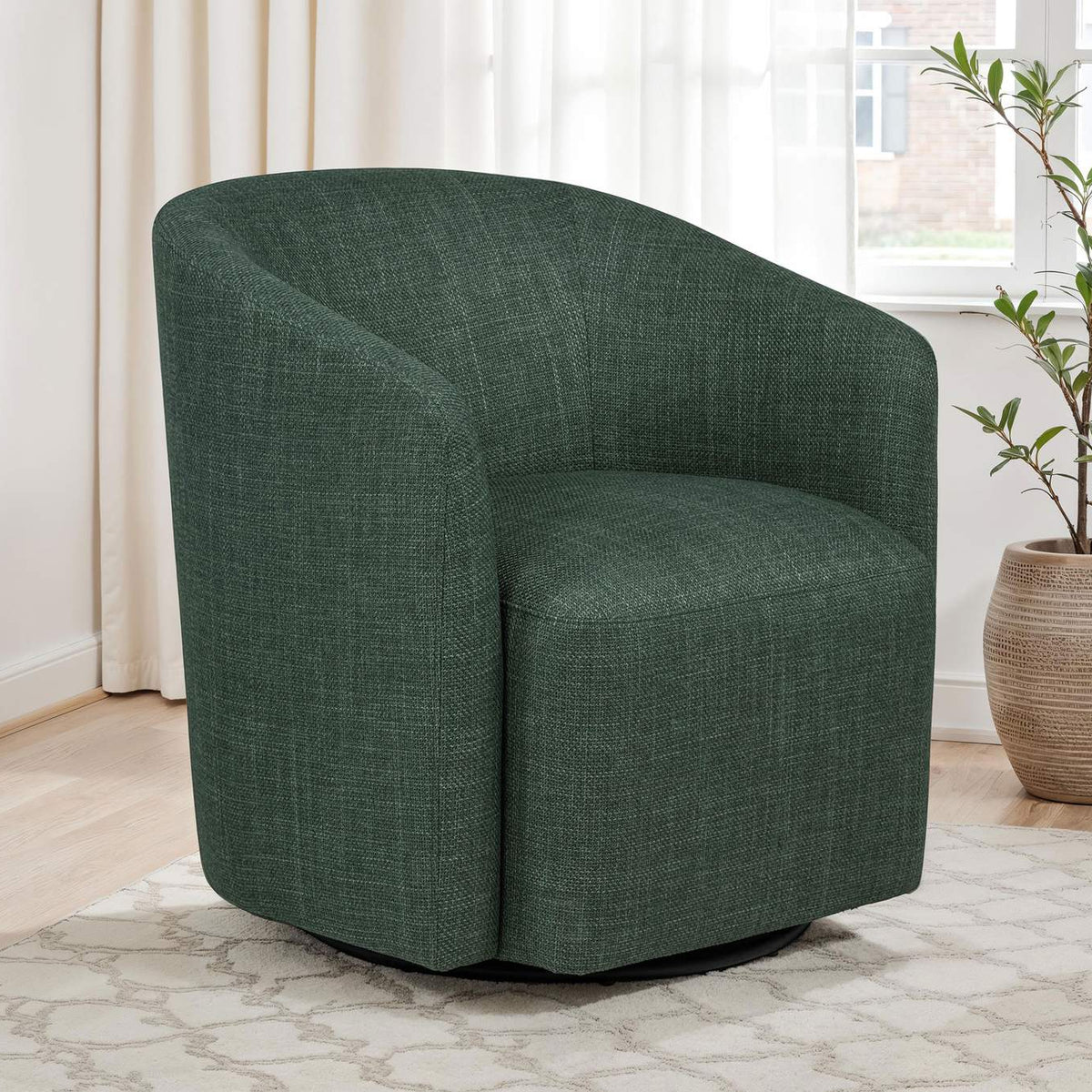 903222 Mossbrook Fabric Upholstered Swivel Accent Chair Green