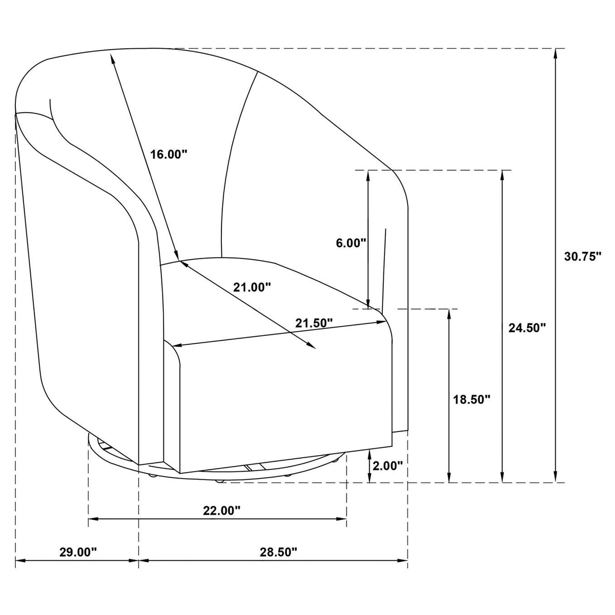 903223 Mossbrook Fabric Upholstered Swivel Accent Chair Anthracite