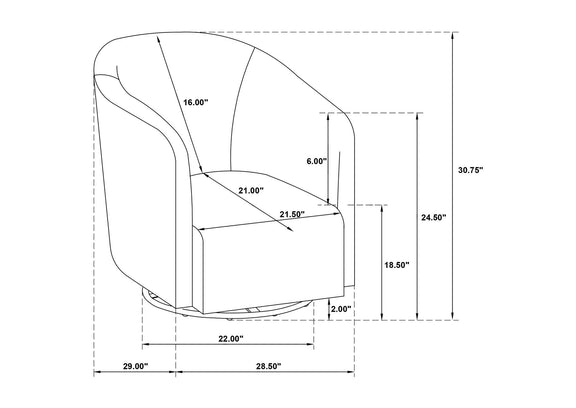 903223 Mossbrook Fabric Upholstered Swivel Accent Chair Anthracite