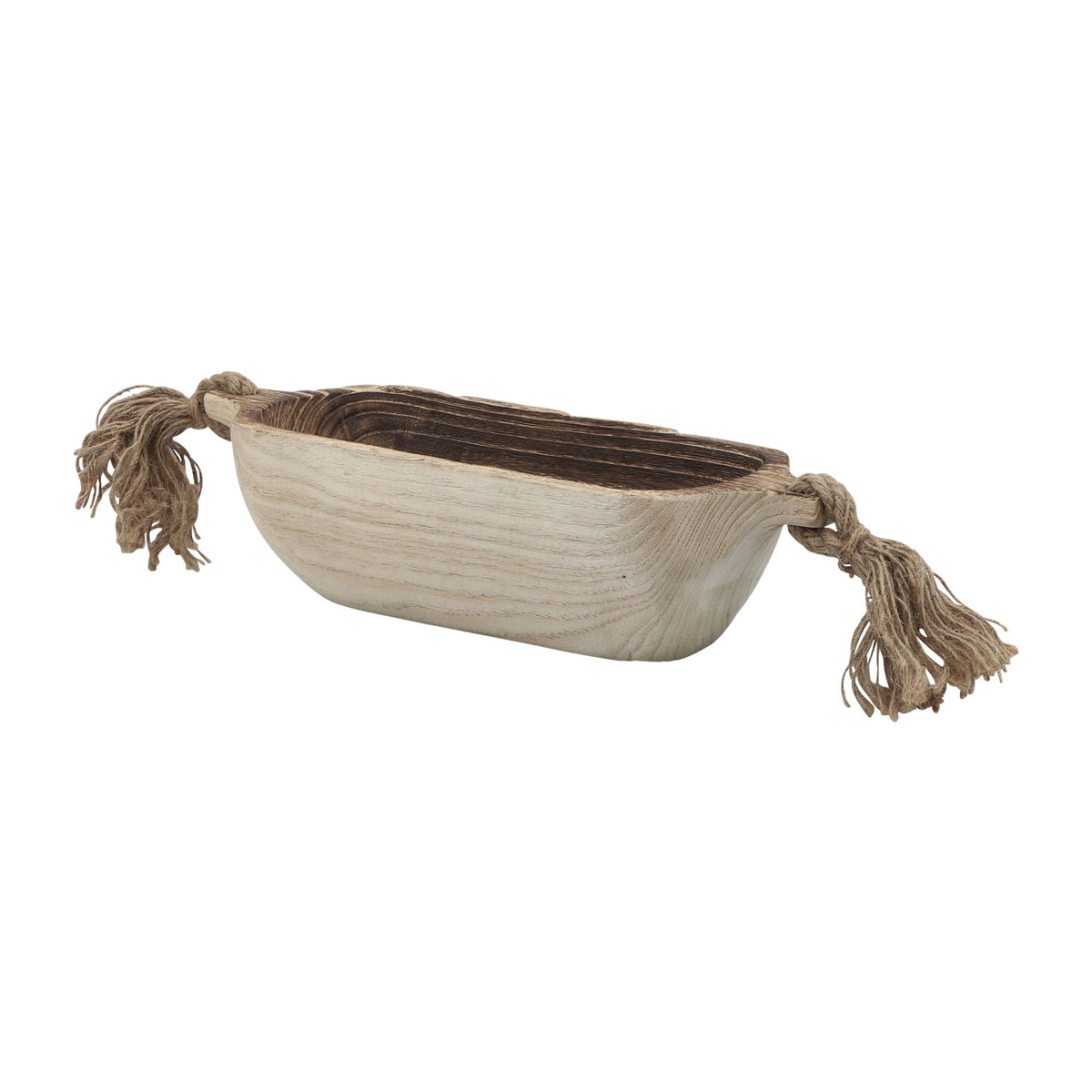 Wood Tray With Tassels 15" - Natural
