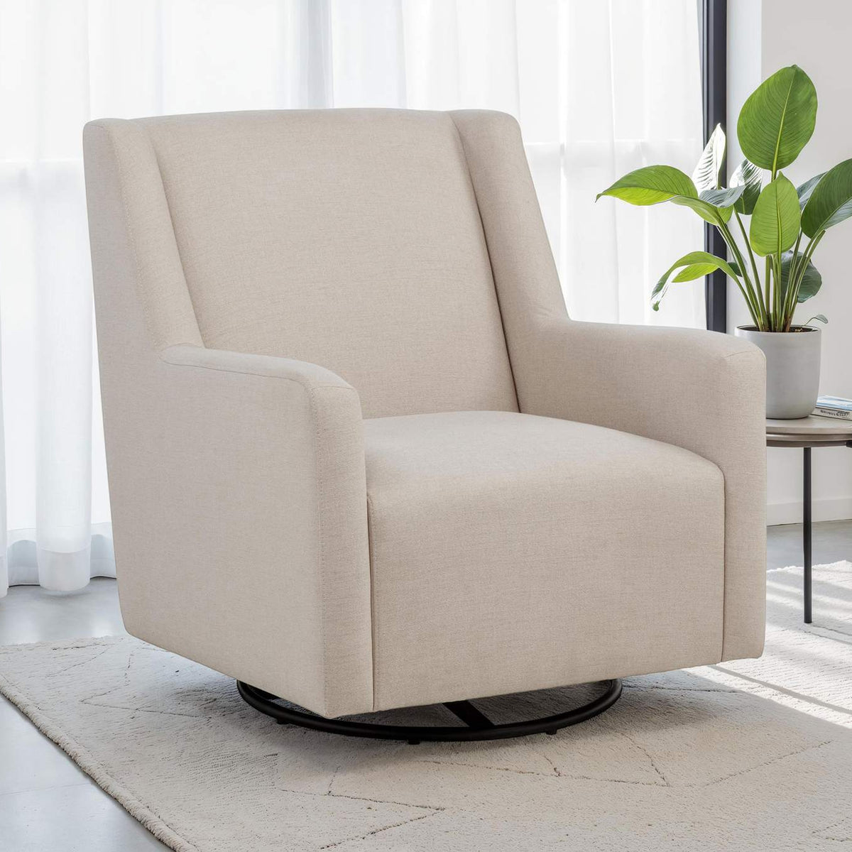 903930 Sorrel Fabric Upholstered Swivel Glider Arm Chair Latte