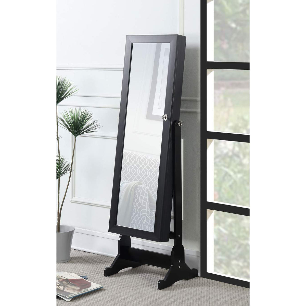 904039 Tutuola Cheval Mirror with Jewelry Storage Black