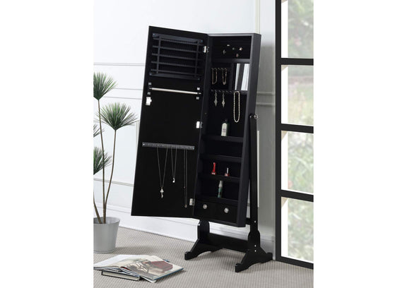 904039 Tutuola Cheval Mirror with Jewelry Storage Black
