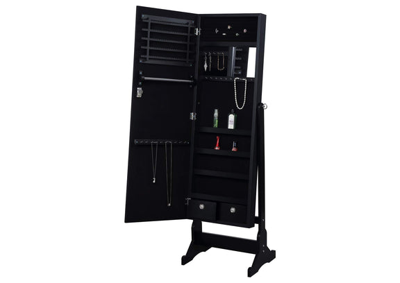 904039 Tutuola Cheval Mirror with Jewelry Storage Black