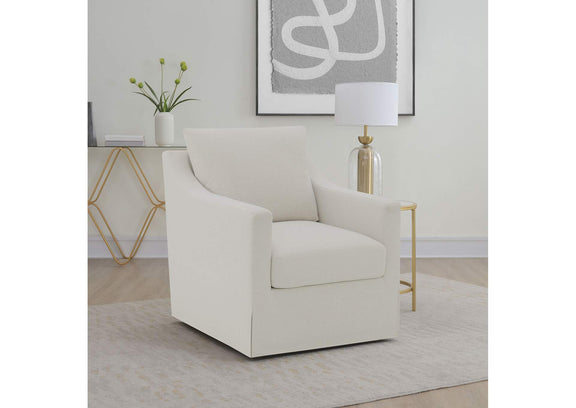 904133 Winter Upholstered Sloped Arm Accent Swivel Chair Beige