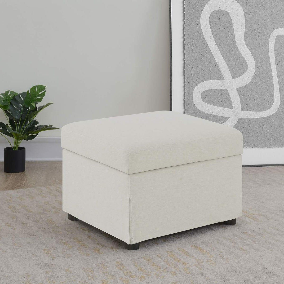904134 Winter Upholstered Hydraulic Lift Top Storage Ottoman Beige