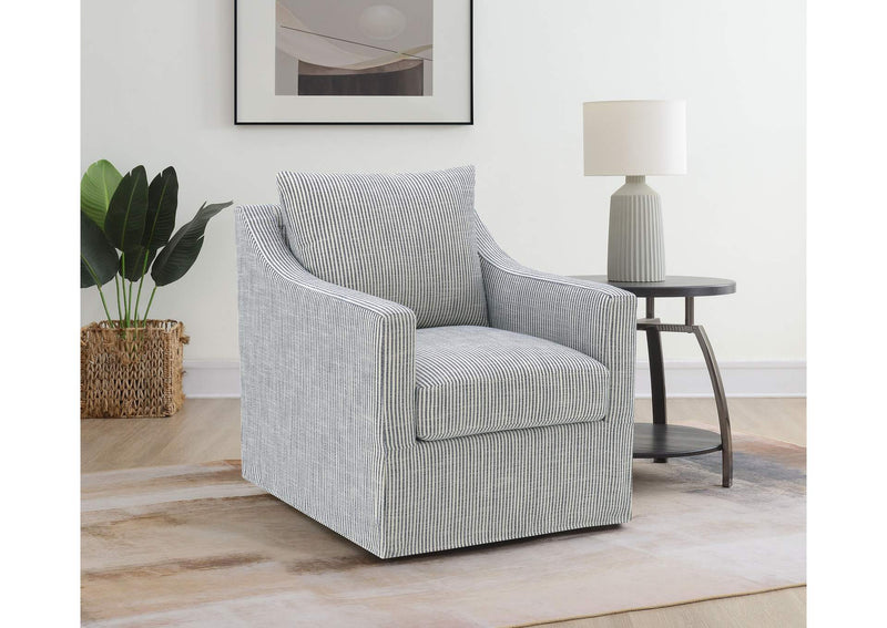904137 Winter Upholstered Sloped Arm Accent Swivel Chair Grey