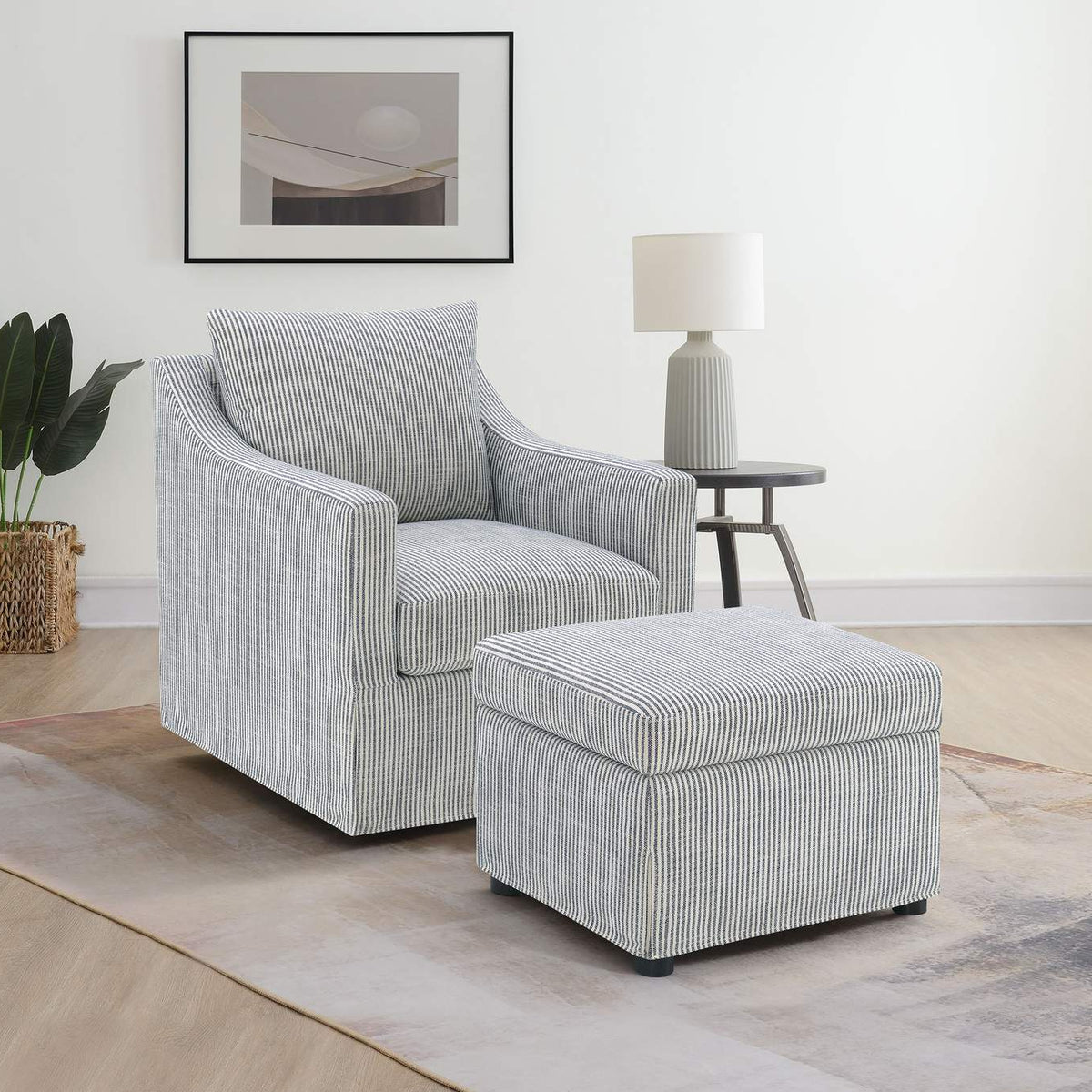 904137 Winter Upholstered Sloped Arm Accent Swivel Chair Grey