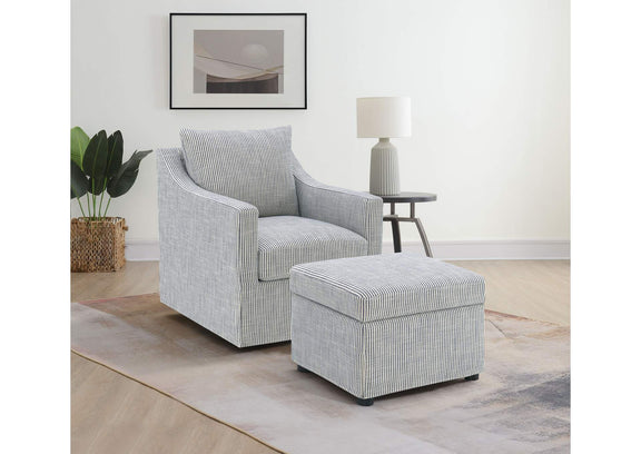 904137 Winter Upholstered Sloped Arm Accent Swivel Chair Grey