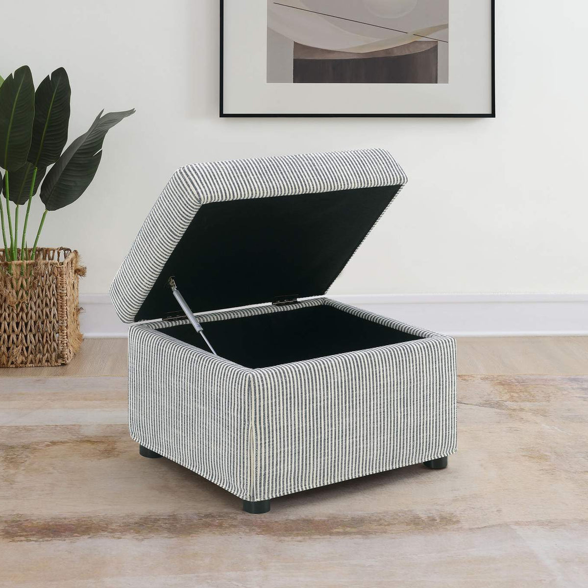 904138 Winter Upholstered Hydraulic Lift Top Storage Ottoman Grey