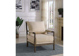 905362 Blanchett Upholstered Bobbin Accent Chair Beige and Distressed Brown
