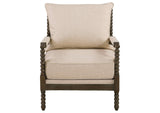 905362 Blanchett Upholstered Bobbin Accent Chair Beige and Distressed Brown