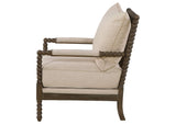 905362 Blanchett Upholstered Bobbin Accent Chair Beige and Distressed Brown