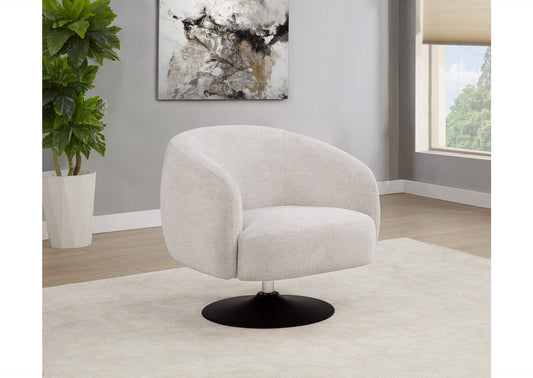 905739 Dave Upholstered Barrel Back Swivel Club Chair Beige
