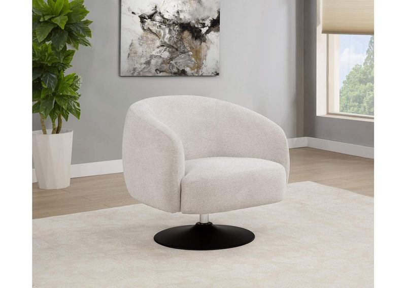 905739 Dave Upholstered Barrel Back Swivel Club Chair Beige
