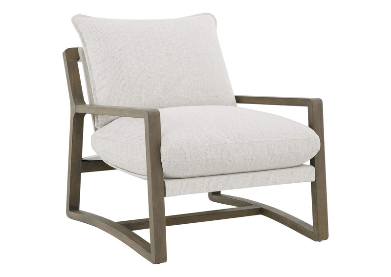907509 Geneva Boucle Upholstered Wood Arm Accent Chair Sand
