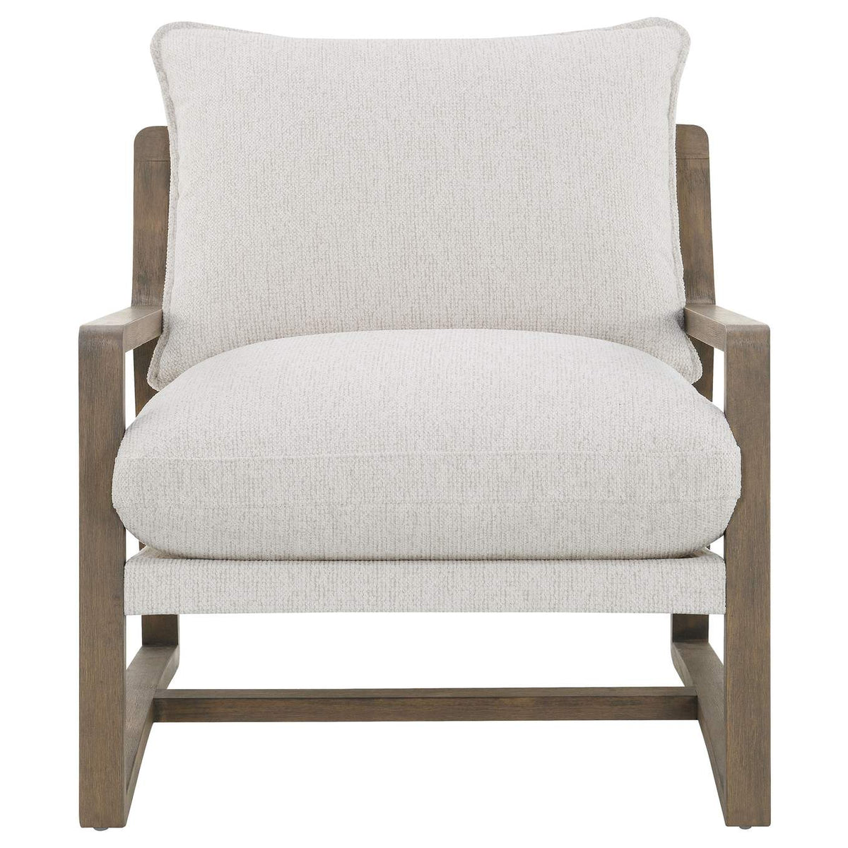 907509 Geneva Boucle Upholstered Wood Arm Accent Chair Sand