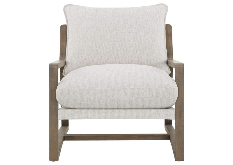 907509 Geneva Boucle Upholstered Wood Arm Accent Chair Sand