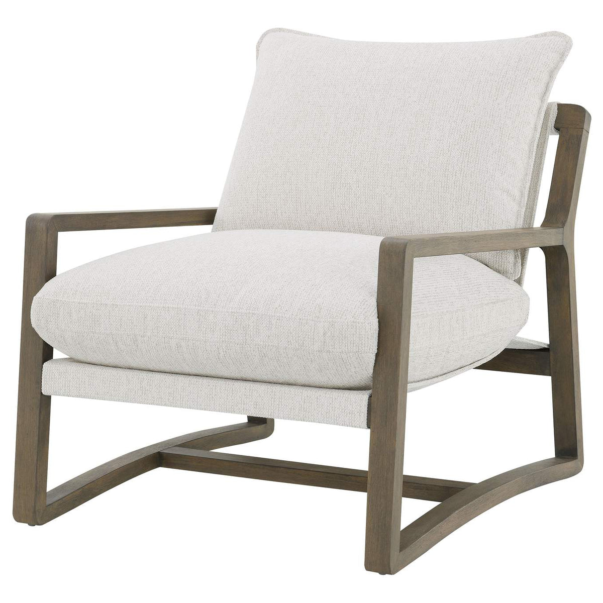 907509 Geneva Boucle Upholstered Wood Arm Accent Chair Sand