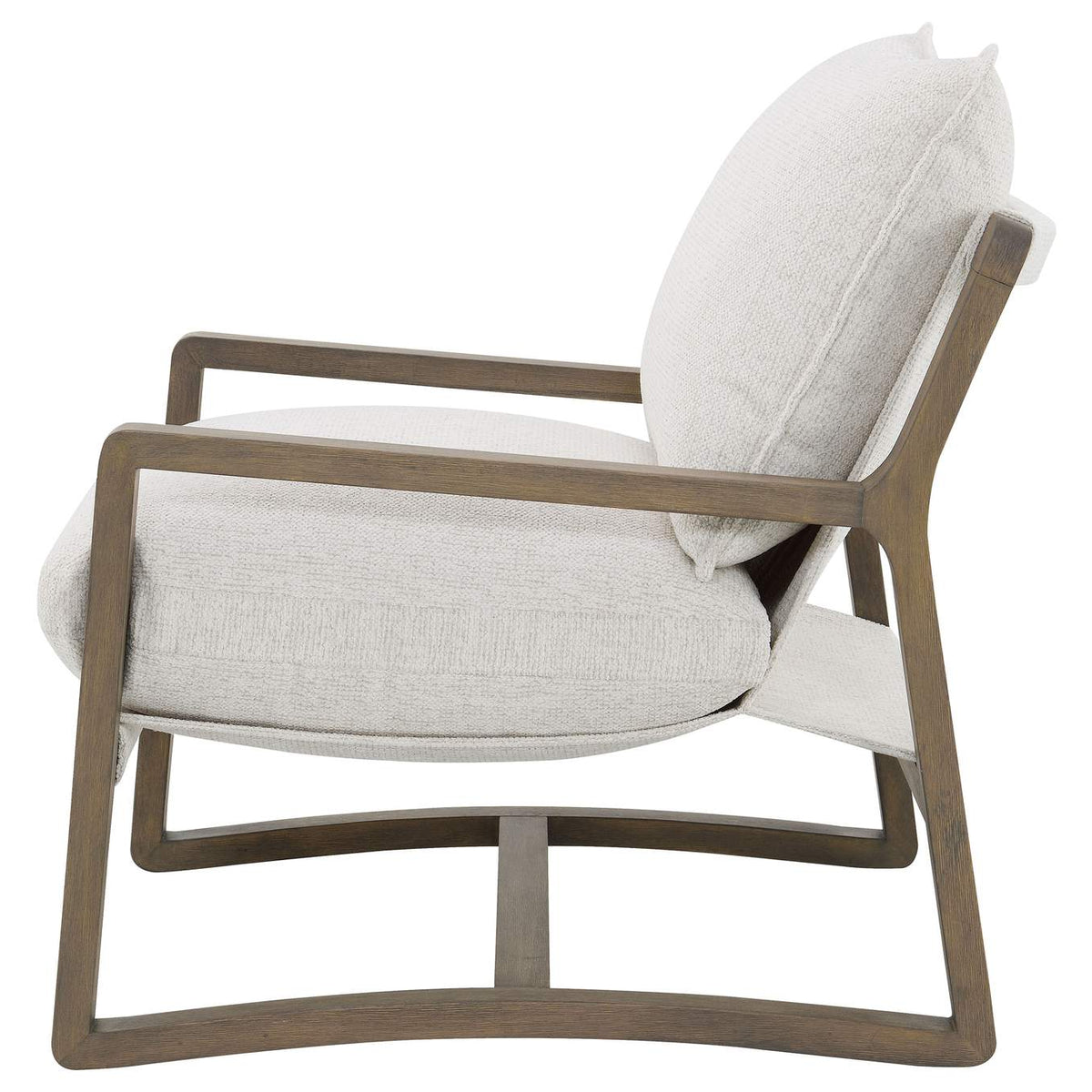907509 Geneva Boucle Upholstered Wood Arm Accent Chair Sand