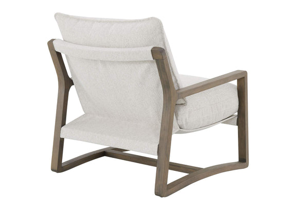 907509 Geneva Boucle Upholstered Wood Arm Accent Chair Sand