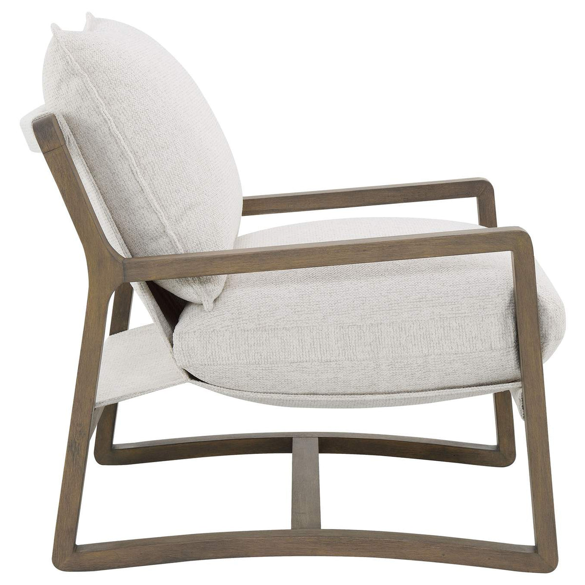 907509 Geneva Boucle Upholstered Wood Arm Accent Chair Sand