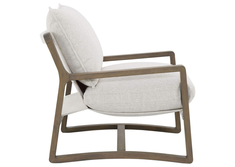 907509 Geneva Boucle Upholstered Wood Arm Accent Chair Sand